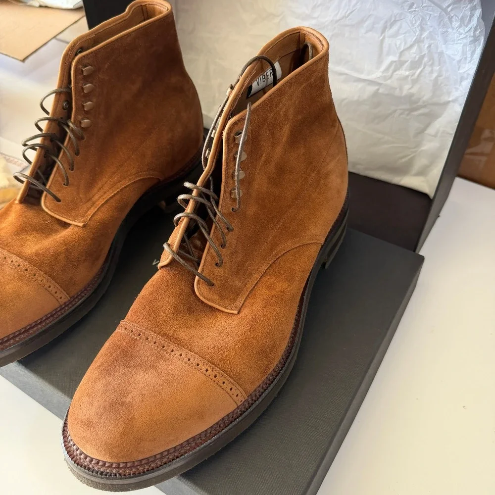 Viberg Navvy Boot Acorn Janus Calf Suede Brogue Cap Toe 11.5 1940 E Last